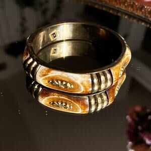 Vintage Wood and Brass Bangle